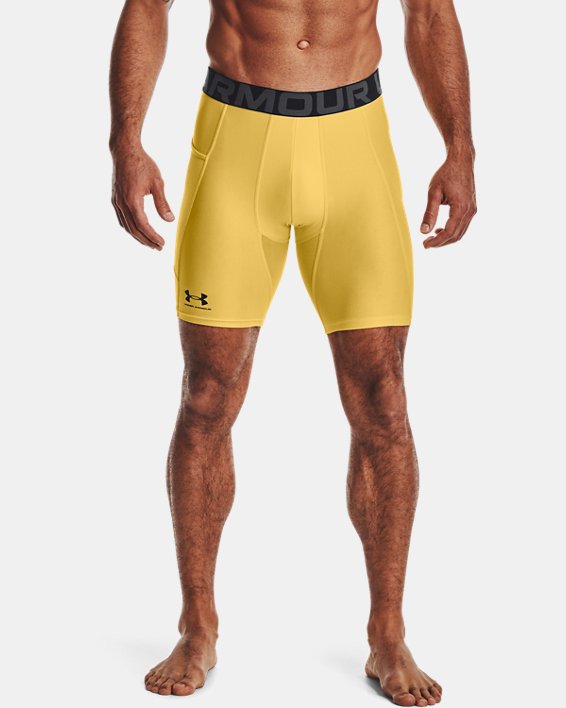 Men's HeatGear® Armour Compression Shorts, Yellow, pdpMainDesktop image number 0